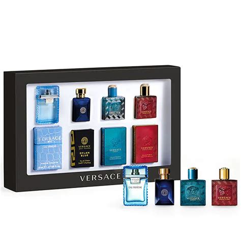 versace miniatures collection for him|Versace mini aftershave set boots.